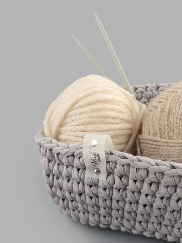 Бирка с кнопкой Hand made, 8&times;1.8 см, 10 шт., цвет серебряный, белый