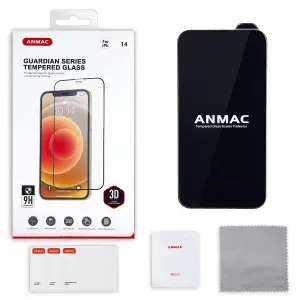 Защитное стекло для iPhone 13/13 Pro/14/16e 3D ANMAC черный Арт.1137408