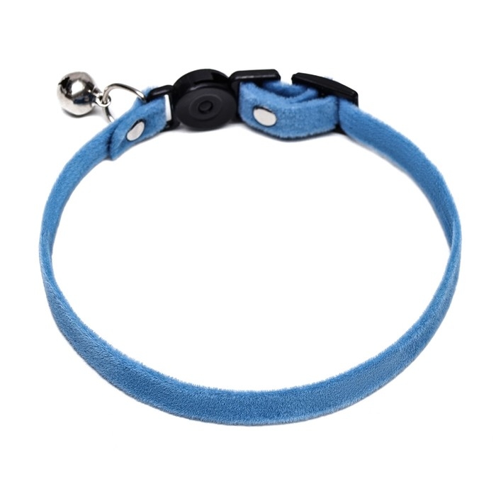 Ошейник кошачий мягкий с бубенчиком, 30 х 1 см, текстиль, голубой Ошейник кошачий мягкий с бубенчиком, 30 х 1 см, текстиль, голубой