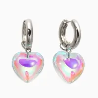 Серьги со съёмным элементом "Сердце", цвет радужный в серебре