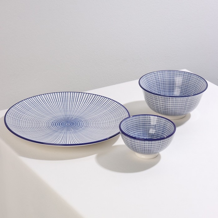 Тарелка керамическая Доляна «Мерцание», d=21,7 см, цвет синий Тарелка керамическая Доляна «Мерцание», d=21,7 см, цвет синий