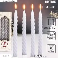 Набор свечей витых, 2.3&times;24.5 см, 5 ч, 50 г, 4 шт., серый, в подарочной коробке