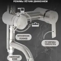 Душевая система ZEIN Z1007, смеситель, тропическая и ручная лейки квадрат, стойка, сатин