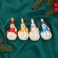 Ёлочные игрушки 4 шт. &laquo;Дружные снеговички&raquo;, 3.5&times;6 см, МИКС