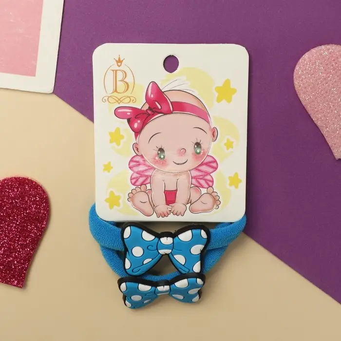 Резинка для волос  Резинка для волос "Пупсёнок" (набор 2 шт) бантик, 4 см, голубой