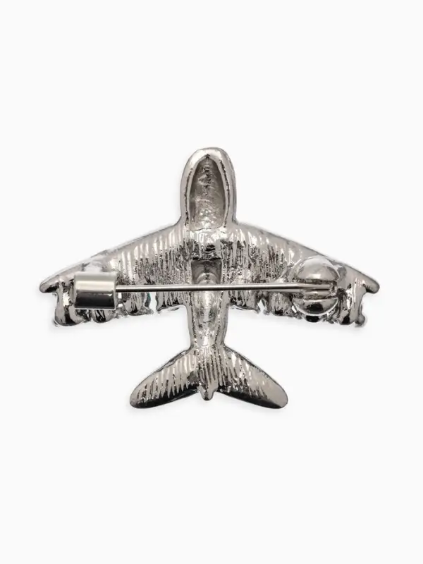 Брошь &laquo;Летящий самолёт&raquo;, белый, голубая в серебре