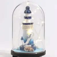 Фигурка декоративная &laquo;Маяк с якорем&raquo;, в куполе, с подсветкой, 8.8&times;8.8&times;14 см