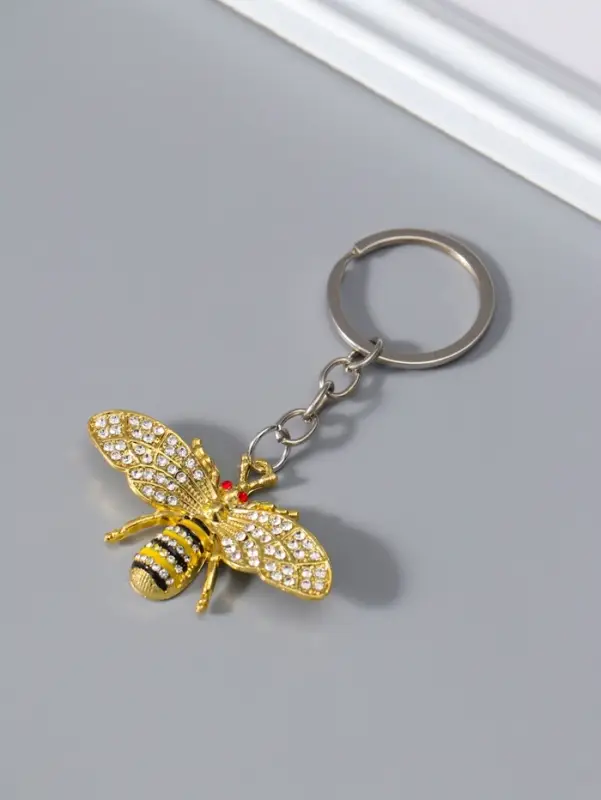 Брелок металл "Пчёлка" стразы 3,2х5,5х0,7 см