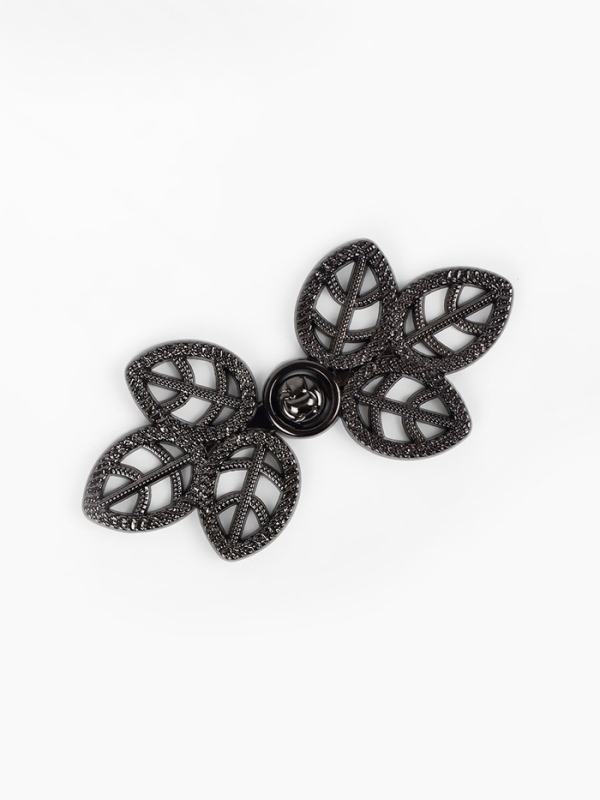 Декоративная застёжка «Листья», 5,5 × 2,6 см, цвет чёрный Декоративная застёжка «Листья», 5,5 × 2,6 см, цвет чёрный