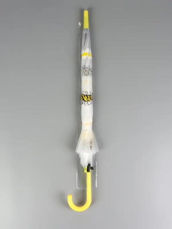 Зонт - трость детский &laquo;Пчёлки&raquo;, полуавтоматический, 8 спиц, R=45/54 см, D=90 см, прозрачный, белый, жёлтый