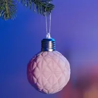 Елочный шар &laquo;Бархатный узор&raquo; 8 см, 1 LED, от батареек LR44&times;3, свечение тёплое белое
