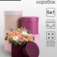 Набор круглых коробок 5 в 1&laquo; Лаванда&raquo;, 20&times;20 - 15&times;15