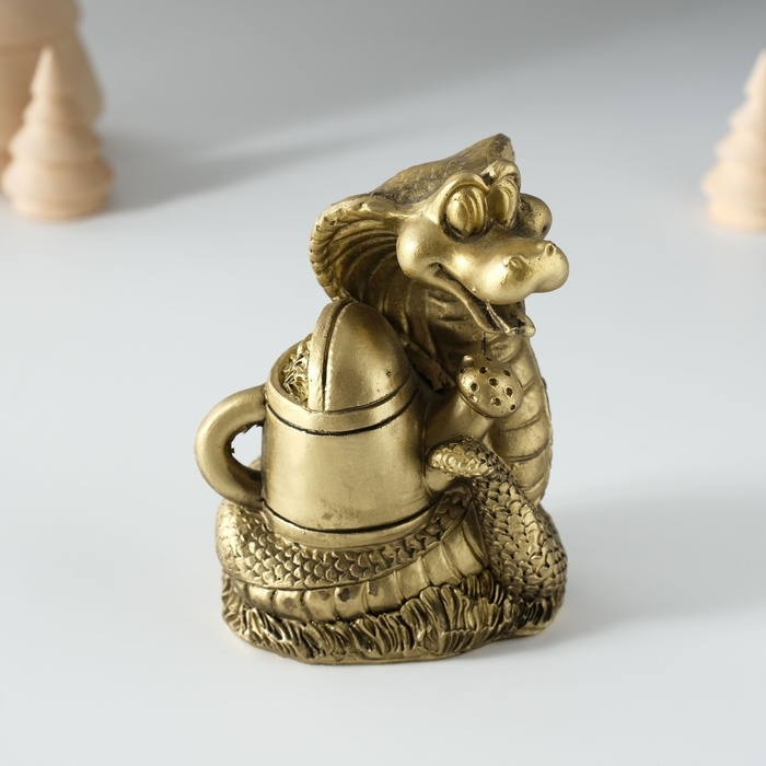 Копилка полистоун Копилка полистоун "Змейка с лейкой" золото 7х6х10 см