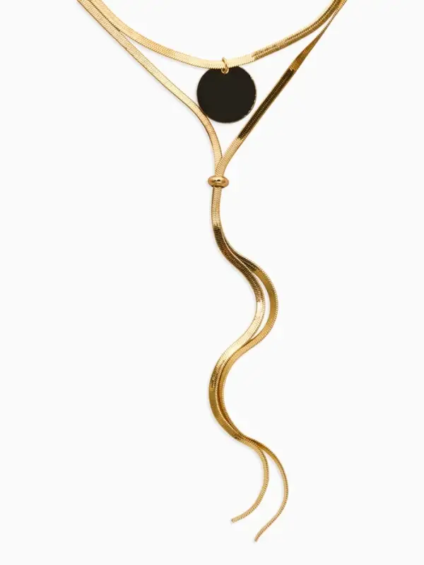 Кулон на затяжке многослойный &laquo;Медальон круг&raquo;, 2 яруса L=40, 70 см, медь, цвет золото