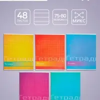 Тетрадь 48 листов в линейку Calligrata «Цвет и графика», обложка мелованная бумага, блок №2, белизна 75% (серые листы), МИКС