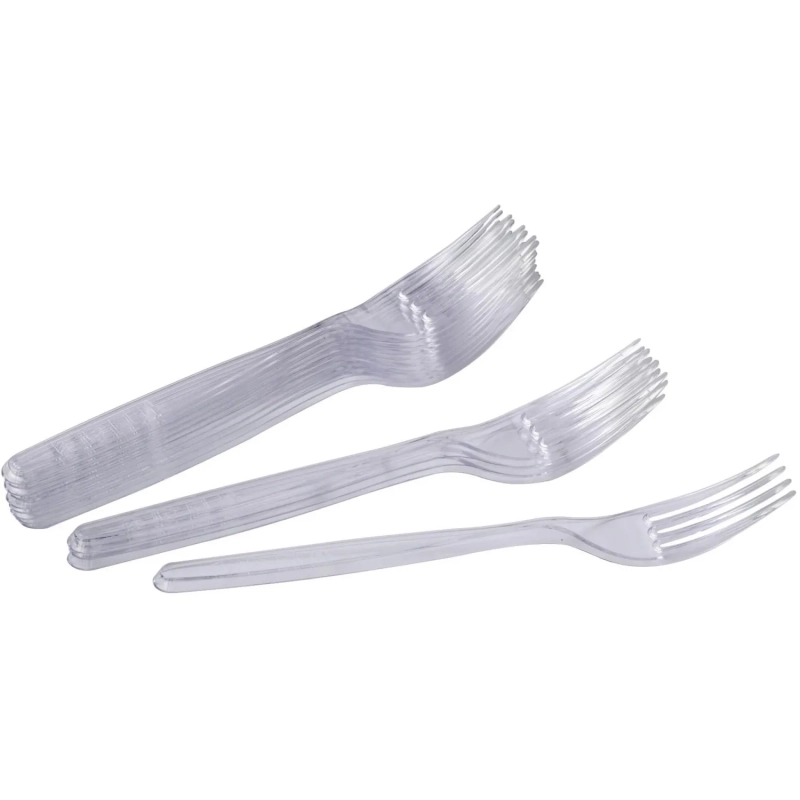 Вилка одноразовая 180мм прозрачная, Комус, ПС, 50шт/уп