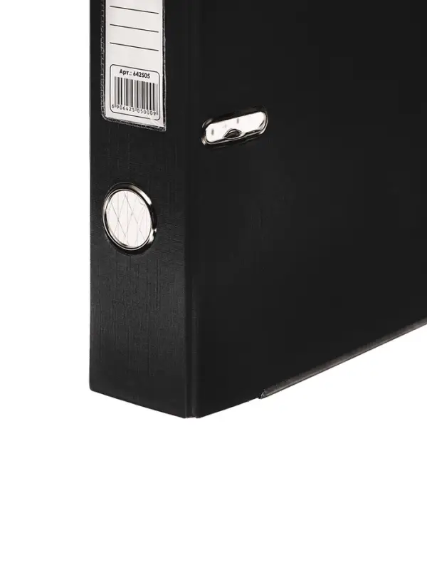 Папка-регистратор А4, 50 мм, ПВХ, тиснение &laquo;лен&raquo;, металлическая окантовка, карман на корешок, собранная, черная