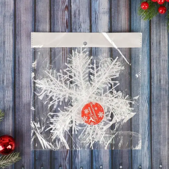 Ёлочные игрушки 3 шт. «Зимнее волшебство. Снежинка - пушинка» пластик, d=21 см, белый Ёлочные игрушки 3 шт. «Зимнее волшебство. Снежинка - пушинка» пластик, d=21 см, белый