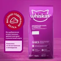 Сухой корм Whiskas для кошек, говядина паштет, подушечки, 13.8 кг