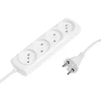 Удлинитель сетевой Luazon Lighting ECO, 4 розетки, 5 м, 10 А, 2200 Вт, без заземления, белый