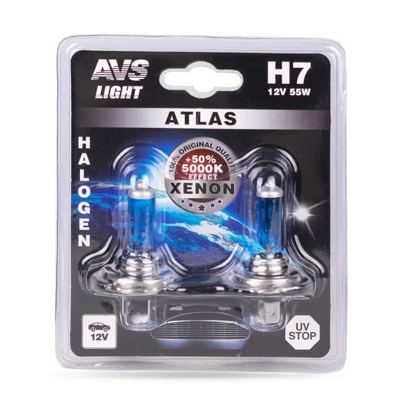 Галогенная лампа AVS ATLAS/5000К/ H7.12V.55W.блистер 2шт.