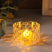 Светодиодная свеча LED - ночник RISALUX &laquo;В сердце&raquo;, от батареек 3&times;LR1130, прозрачный, 6.7&times;6.5&times;3.8 см