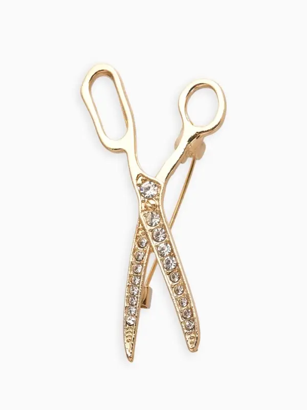 Брошь &laquo;Ножницы&raquo;, белая в золоте