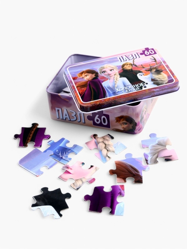 Пазл в металлической коробке Пазл в металлической коробке "Холодное сердце", 60 деталей
