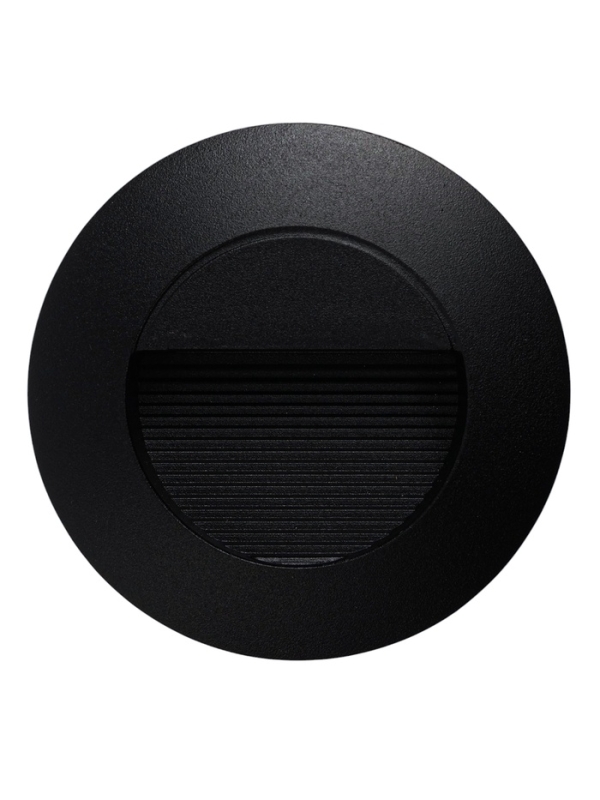 Встраиваемый светильник для лестницы, IP65, 3 Вт, 4000K, 65х65, круг, черный