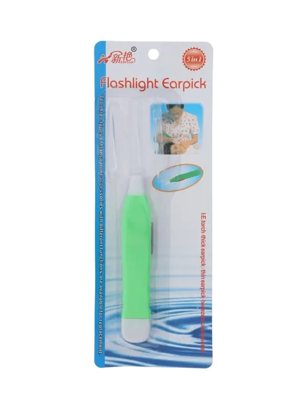 Палочка для чистки ушей LES-03, LED-подсветка, 3 насадки, от батареек (в комплекте)