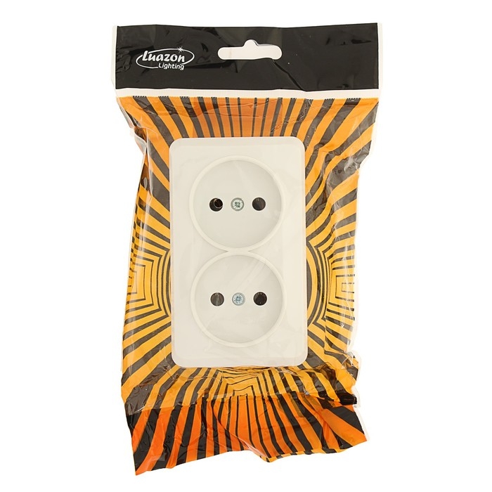 Розетка двухместная Luazon Lighting  Розетка двухместная Luazon Lighting "СПБ", 10 А, без з/к, белая