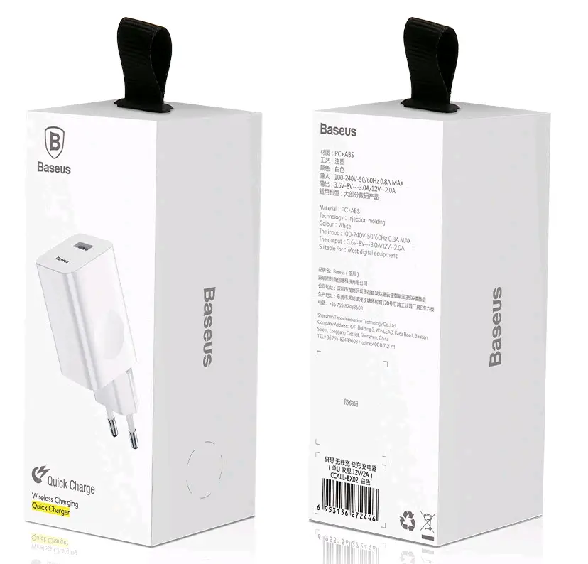 Переходник СЗУ на USB 2A CCALL-BX02 Baseus белый Переходник СЗУ на USB 2A CCALL-BX02 Baseus белый