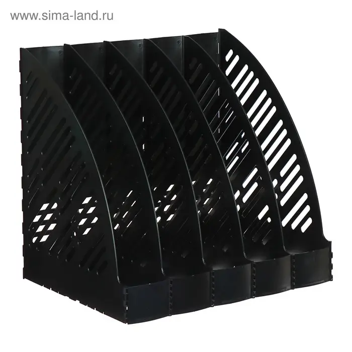 Лоток для бумаг А4, вертикальный, 5 отделений, чёрный