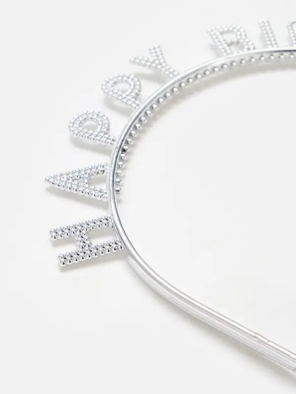 Ободок Ободок "Happy birtday" серебряный