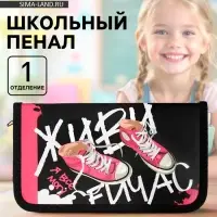 Пенал школьный, 1 секция, 11.5&times;20.5&times;3 см &laquo;Кеды&raquo;
