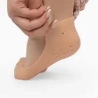 Носочки для педикюра, силиконовые, с перфорацией, 18&times;8 см, бежевые