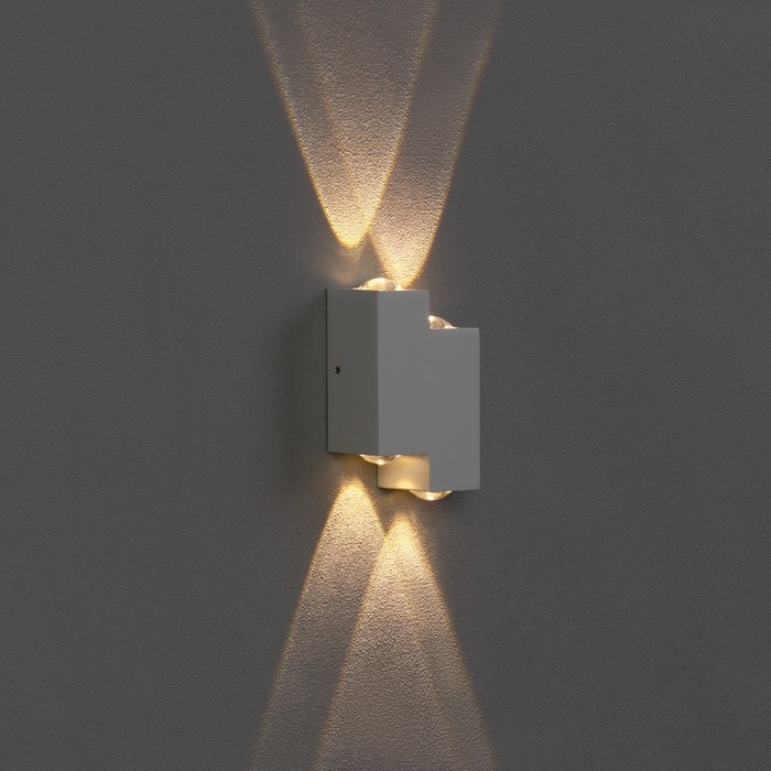 Светильник фасадный «Луч», FSD-010, 4 Вт, 3000К, 2 луча, IP65, 220 В, металл, белый