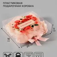 Коробка подарочная пластиковая с тишью и гирляндой &laquo;Расцветай&raquo;, 20&times;18&times;5 см