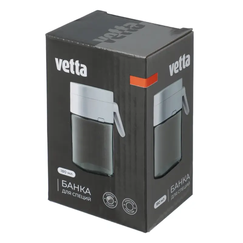 VETTA Банка для специй, 180 мл, стекло, пластик, белый