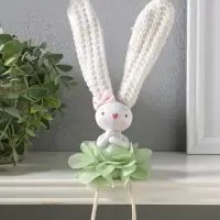 Сувенир полистоун "Заюшка с розовым бантиком в цветочной юбочке" длинные ножки 4,8х4х24,5 см   10928