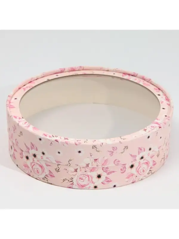 Коробка для макарун, кондитерская упаковка тубус с окном, &laquo;Цветы&raquo; 20&times;20&times;5 см