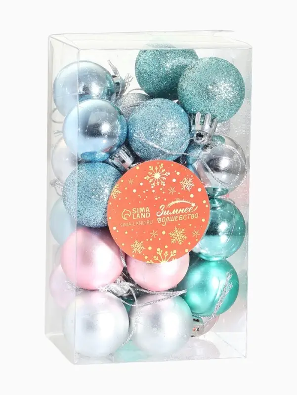 Ёлочные игрушки &laquo;Шарм&raquo;, шары новогодние, d=2.6 см, набор 25 шт., МИКС