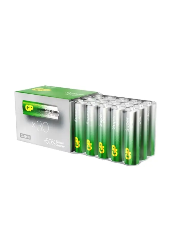 Батарейка алкалиновая GP Super Alkaline G-Tech, AA, LR6-30BOX, 1.5 В, набор, 30 шт.