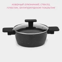 Кастрюля Доляна &laquo;Первый дом&raquo;, 2.5 л, d=20 см, с крышкой, антипригарное покрытие, индукция, алюминий, чёрная
