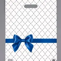 Пакет &laquo;Синий бантик&raquo;, полиэтиленовый, с вырубной ручкой, 40&times;31 см, 30 мкм