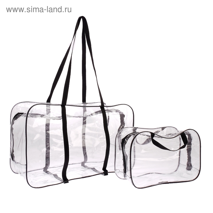 Сумка в роддом, с косметичкой, размер 33х53х24 см, набор 2 шт., цвет прозрачный/черный, Mum&Baby Сумка в роддом, с косметичкой, размер 33х53х24 см, набор 2 шт., цвет прозрачный/черный, Mum&Baby
