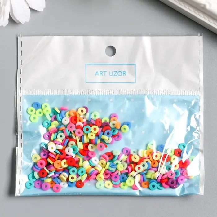 Бусины для творчества PVC "Колечки яркое лето" набор &asymp; 330 шт 0,1х0,4х0,4 см