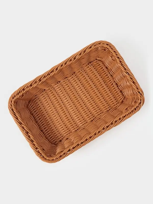 Корзина для продуктов Доляна, 30&times;19.5&times;6 см, плетёная, пластик, коричневая