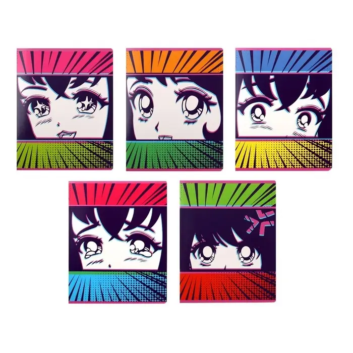 Тетрадь 48 листов в клетку «Аниме глаза», обложка мелованный картон, серые листы Тетрадь 48 листов в клетку «Аниме глаза», обложка мелованный картон, серые листы