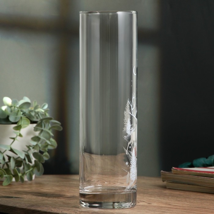 Ваза для цветов, новогодняя «Олень», на Новый год, стекло, высота 26,3 см Ваза для цветов, новогодняя «Олень», на Новый год, стекло, высота 26,3 см